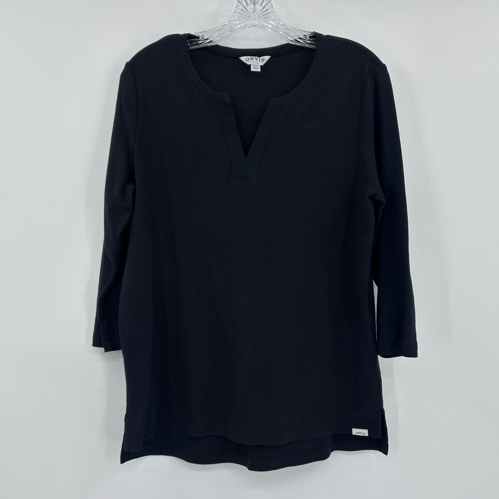 Orvis Pima Cotton Long Sleeve Shirt Black Notch Collar Womens Size Small - Picture 3 of 12
